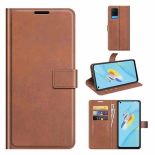 For OPPO A54 4G Retro Calf Pattern Buckle Horizontal Flip Leather Case with Holder & Card Slots & Wallet(Light Brown)