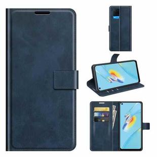 For OPPO A54 4G Retro Calf Pattern Buckle Horizontal Flip Leather Case with Holder & Card Slots & Wallet(Blue)