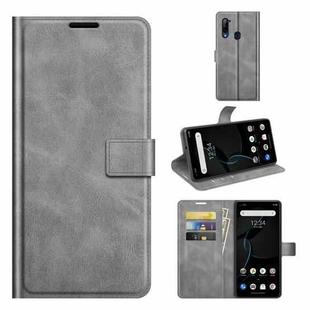 For ZTE Libero 5G Retro Calf Pattern Buckle Horizontal Flip Leather Case with Holder & Card Slots & Wallet(Grey)