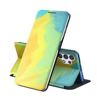 For Samsung Galaxy A32 4G Voltage Watercolor Pattern Skin Feel Magnetic Horizontal Flip PU Leather Case with Holder(Yellow)