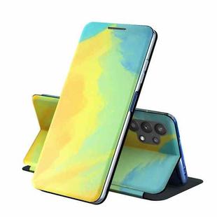 For Samsung Galaxy A32 5G Voltage Watercolor Pattern Skin Feel Magnetic Horizontal Flip PU Leather Case with Holder(Yellow)