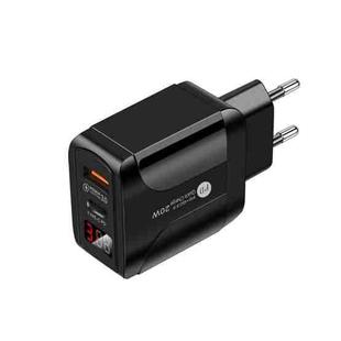 PD001 5A PD3.0 20W + QC3.0 USB Fast Charger with LED Digital Display, EU Plug(Black)