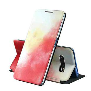 For Samsung Galaxy S10 Voltage Watercolor Pattern Skin Feel Magnetic Horizontal Flip PU Leather Case with Holder(Red)