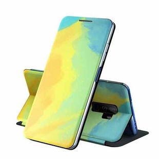 For Samsung Galaxy S9 Plus Voltage Watercolor Pattern Skin Feel Magnetic Horizontal Flip PU Leather Case with Holder(Yellow)