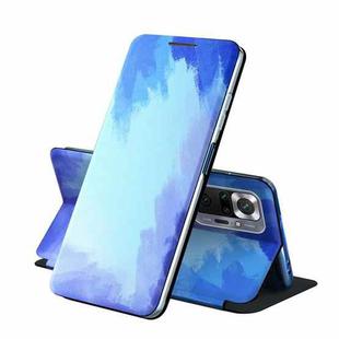 For Samsung Galaxy A02s 164mm Voltage Watercolor Pattern Skin Feel Magnetic Horizontal Flip PU Leather Case with Holder(Blue)