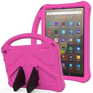 For Amazon Kindle Fire HD 10 2021 EVA Flat Anti Falling Protective Case Shell with Holder(Rose Red)