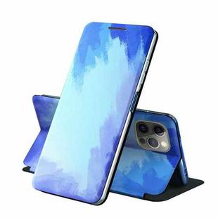 For iPhone 11 Pro Voltage Watercolor Pattern Skin Feel Magnetic Horizontal Flip PU Leather Case with Holder(Blue)