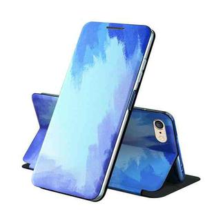 For iPhone 6 Plus / 6s Plus Voltage Watercolor Pattern Skin Feel Magnetic Horizontal Flip PU Leather Case with Holder(Blue)