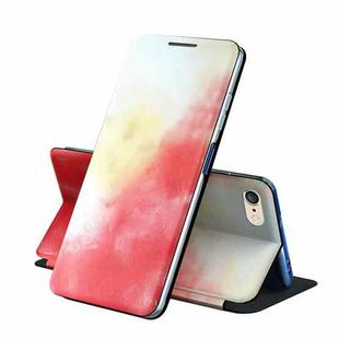 For iPhone 6 Plus / 6s Plus Voltage Watercolor Pattern Skin Feel Magnetic Horizontal Flip PU Leather Case with Holder(Red)