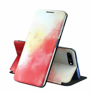 For iPhone 7 Plus / 8 Plus Voltage Watercolor Pattern Skin Feel Magnetic Horizontal Flip PU Leather Case with Holder(Red)
