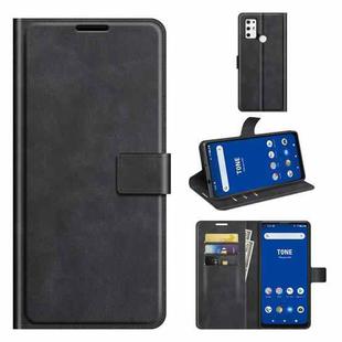 For Tone E21 Retro Calf Pattern Buckle Card Wallet Left and Right Flip Phone Holster with Bracket Function(Black)