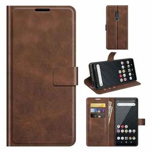 For Sony Xperia Ace II Retro Calf Pattern Buckle Card Wallet Left and Right Flip Phone Holster with Bracket Function(Dark Brown)