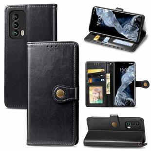For Meizu 18 Solid Color Leather Buckle Phone Case with Lanyard & Photo Frame & Card Slot & Wallet & Stand Function(Black)