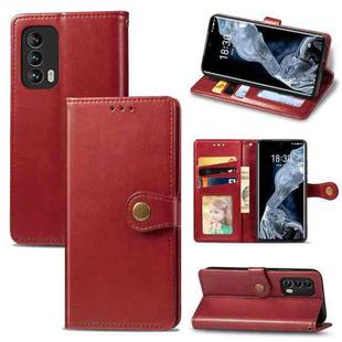 For Meizu 18 Solid Color Leather Buckle Phone Case with Lanyard & Photo Frame & Card Slot & Wallet & Stand Function(Red)