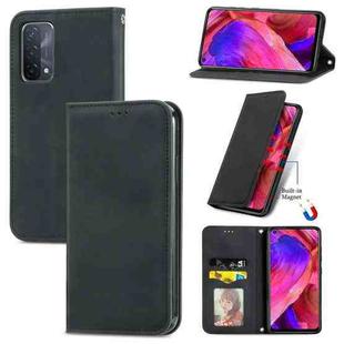 For OPPO A54 5G Retro Skin Feel Business Magnetic Horizontal Flip Leather Case With Holder & Card Slots & Wallet & Photo Frame(Black)