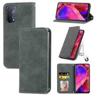 For OPPO A54 5G Retro Skin Feel Business Magnetic Horizontal Flip Leather Case With Holder & Card Slots & Wallet & Photo Frame(Gray)