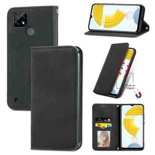 For OPPO Realme C21 Retro Skin Feel Business Magnetic Horizontal Flip Leather Case With Holder & Card Slots & Wallet & Photo Frame(Black)