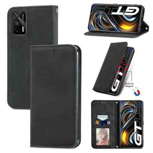 For OPPO Realme GT 5G /Realme Q3 Pro 5G Retro Skin Feel Business Magnetic Horizontal Flip Leather Case With Holder & Card Slots & Wallet & Photo Frame(Black)
