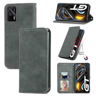 For OPPO Realme GT 5G /Realme Q3 Pro 5G Retro Skin Feel Business Magnetic Horizontal Flip Leather Case With Holder & Card Slots & Wallet & Photo Frame(Gray)
