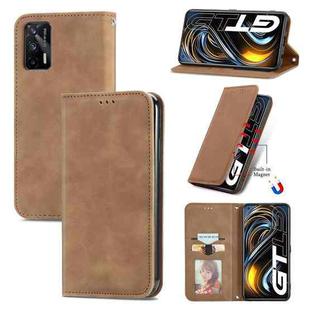 For OPPO Realme GT 5G /Realme Q3 Pro 5G Retro Skin Feel Business Magnetic Horizontal Flip Leather Case With Holder & Card Slots & Wallet & Photo Frame(Brown)