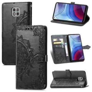 For Motorola Moto G Power 2021 Mandala Flower Embossed Horizontal Flip Leather Case with Holder & Three Card Slots & Wallet & Lanyard(Black)