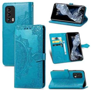 For Meizu 18 Mandala Flower Embossed Horizontal Flip Leather Case with Holder & Three Card Slots & Wallet & Lanyard(Blue)