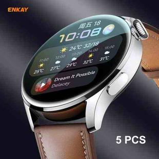 5 PCS For Huawei WATCH 3 46mm ENKAY Hat-Prince 3D Full Coverage Soft PC Edge + PMMA HD Screen Protector Film