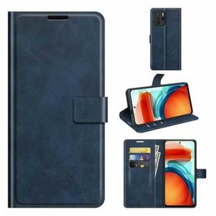 Retro Calf Pattern Buckle Card Wallet Left and Right Flip Phone Holster with Bracket Function For Xiaomi Redmi Note 10 Pro 5G/Poco X3 GT(Blue)