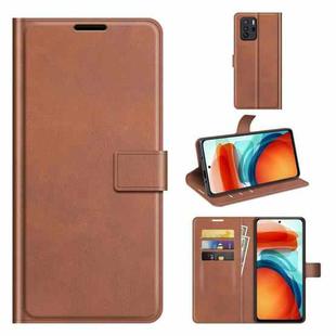 Retro Calf Pattern Buckle Card Wallet Left and Right Flip Phone Holster with Bracket Function For Xiaomi Redmi Note 10 Pro 5G/Poco X3 GT(Light Brown)