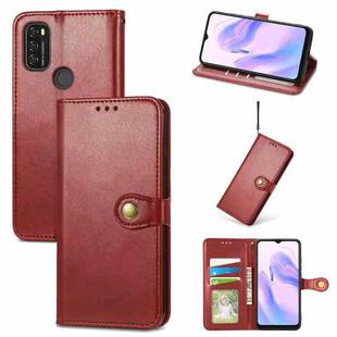 For Blackview A70 Solid Color Leather Buckle Phone Case with Lanyard & Photo Frame & Card Slot & Wallet & Stand Function(Red)