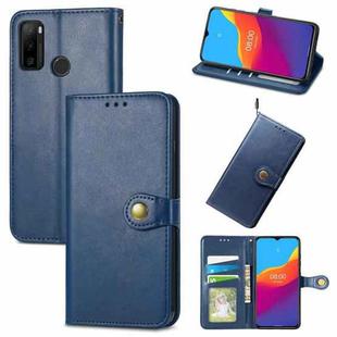 For Ulefone Note 10 Solid Color Leather Buckle Phone Case with Lanyard & Photo Frame & Card Slot & Wallet & Stand Function(Blue)
