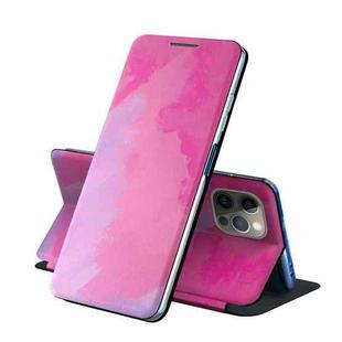 For iPhone 13 Pro Max Voltage Watercolor Pattern Skin Feel Magnetic Horizontal Flip PU Leather Case with Holder(Purple)