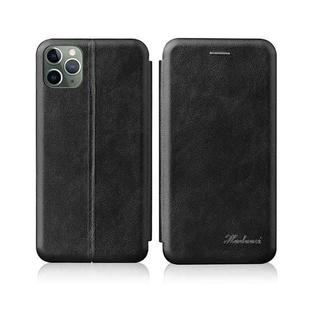 For iPhone 13 Pro Max  Integrated Voltage Retro Texture Magnetic TPU+PU Leather Case with Card Slot & Holder(Black)