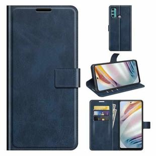 For Motorola Moto G60 / Moto G40 Fusion Retro Calf Pattern Buckle Card Wallet Left and Right Flip Phone Holster with Bracket Function(Blue)