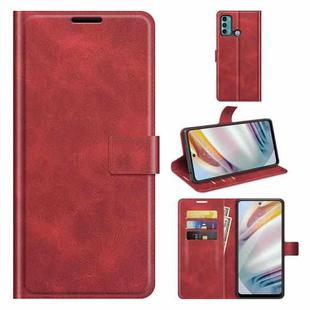 For Motorola Moto G60 / Moto G40 Fusion Retro Calf Pattern Buckle Card Wallet Left and Right Flip Phone Holster with Bracket Function(Red)