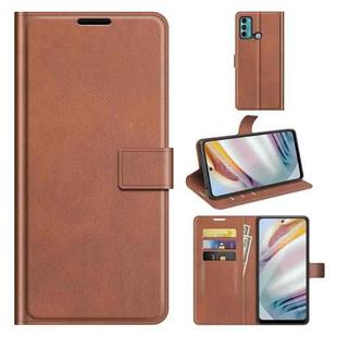 For Motorola Moto G60 / Moto G40 Fusion Retro Calf Pattern Buckle Card Wallet Left and Right Flip Phone Holster with Bracket Function(Light Brown)