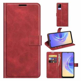 For vivo V21e / vivo Y73 2021 Retro Calf Pattern Buckle Card Wallet Left and Right Flip Phone Holster with Bracket Function(Red)