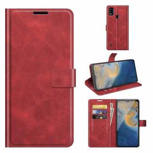 For ZTE Blade A51 Retro Calf Pattern Buckle Card Wallet Left and Right Flip Phone Holster with Bracket Function(Red)