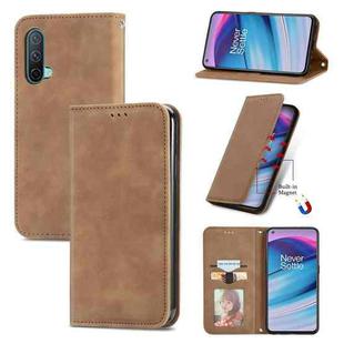 For OnePlus Nord CE 5G Retro Skin Feel Business Magnetic Horizontal Flip Leather Case with Holder & Card Slots & Wallet & Photo Frame(Brown)
