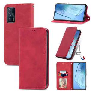 For vivo iQOO Neo 5 Retro Skin Feel Business Magnetic Horizontal Flip Leather Case with Holder & Card Slots & Wallet & Photo Frame(Red)