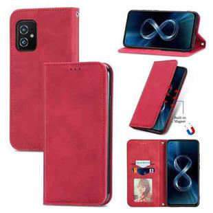 For Asus Zenfone 8 ZS590KS Retro Skin Feel Business Magnetic Horizontal Flip Leather Case with Holder & Card Slots & Wallet & Photo Frame(Red)