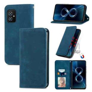 For Asus Zenfone 8 ZS590KS Retro Skin Feel Business Magnetic Horizontal Flip Leather Case with Holder & Card Slots & Wallet & Photo Frame(Blue)