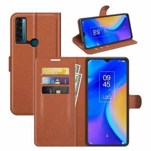 For TCL 20 SE Litchi Texture Horizontal Flip Protective Case with Holder & Card Slots & Wallet(Brown)