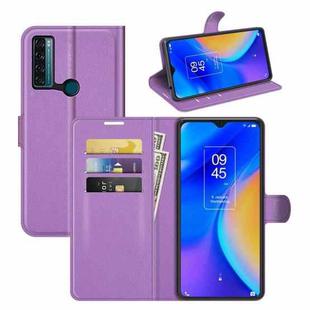 For TCL 20 SE Litchi Texture Horizontal Flip Protective Case with Holder & Card Slots & Wallet(Purple)