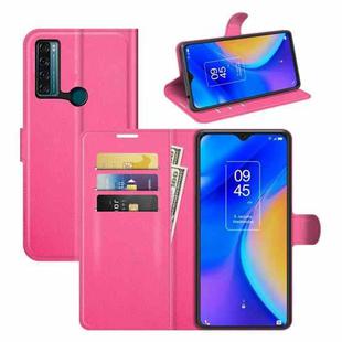 For TCL 20 SE Litchi Texture Horizontal Flip Protective Case with Holder & Card Slots & Wallet(Rose red)