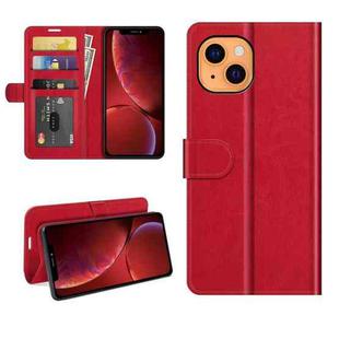 For iPhone 13 mini R64 Texture Single Horizontal Flip Protective Case with Holder & Card Slots & Wallet& Photo Frame (Red)