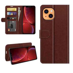 For iPhone 13 mini R64 Texture Single Horizontal Flip Protective Case with Holder & Card Slots & Wallet& Photo Frame (Brown)