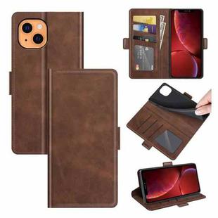 For iPhone 13 mini Dual-side Magnetic Buckle Horizontal Flip Leather Case with Holder & Card Slots & Wallet (Brown)