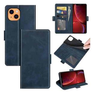 For iPhone 13 mini Dual-side Magnetic Buckle Horizontal Flip Leather Case with Holder & Card Slots & Wallet (Dark Blue)
