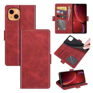 For iPhone 13 Dual-side Magnetic Buckle Horizontal Flip Leather Case with Holder & Card Slots & Wallet(Red)